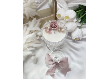 Luxury Lux – Candela Bomboniera in Cristallo con Fiori Stabilizzati