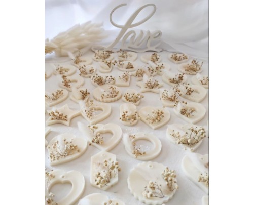 Segnaposto in Cera di Soia con Fiori Stabilizzati – Varie Forme Eleganti | Tesori Colati