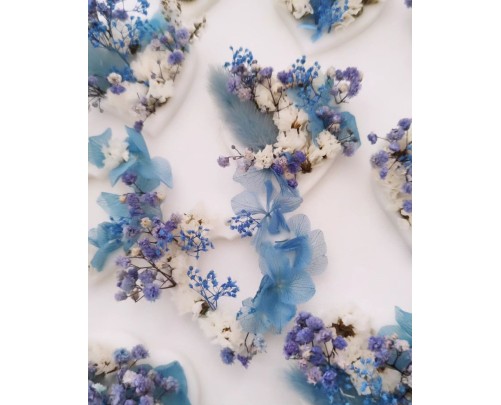 segnaposto in cera di oliva e fiori stabilizzati