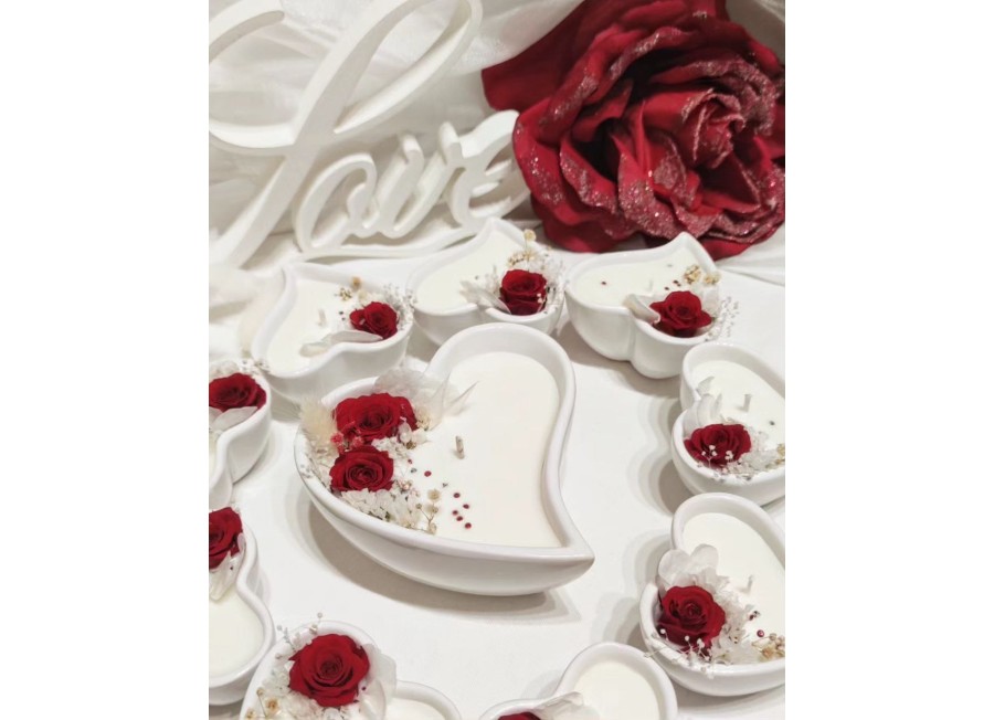 Mini Heart Rose - Cuore in Cera di Soia con Rose Stabilizzate