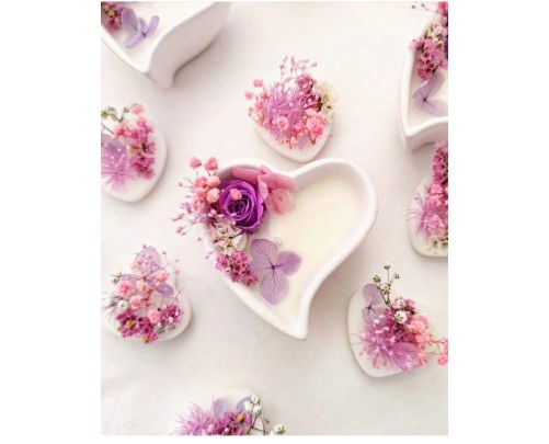 Mini Heart Rose - Cuore in Cera di Soia con Rose Stabilizzate