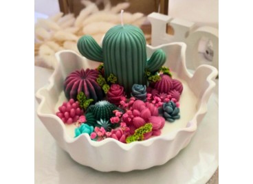 Desert Bloom Garden - Terrarium in gesso e cera di soia e oliva