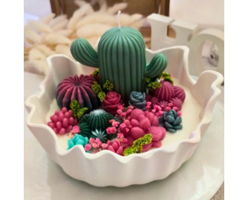 Desert Bloom Garden - Terrarium in gesso e cera di soia e oliva