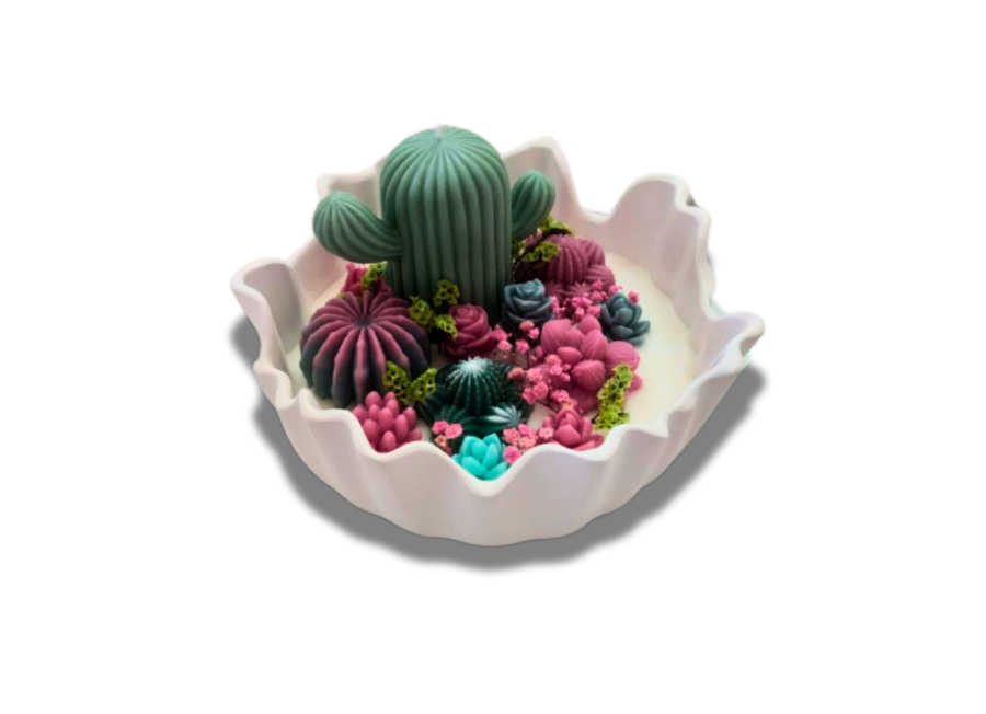 Desert Bloom Garden - Terrarium in gesso e cera di soia e oliva
