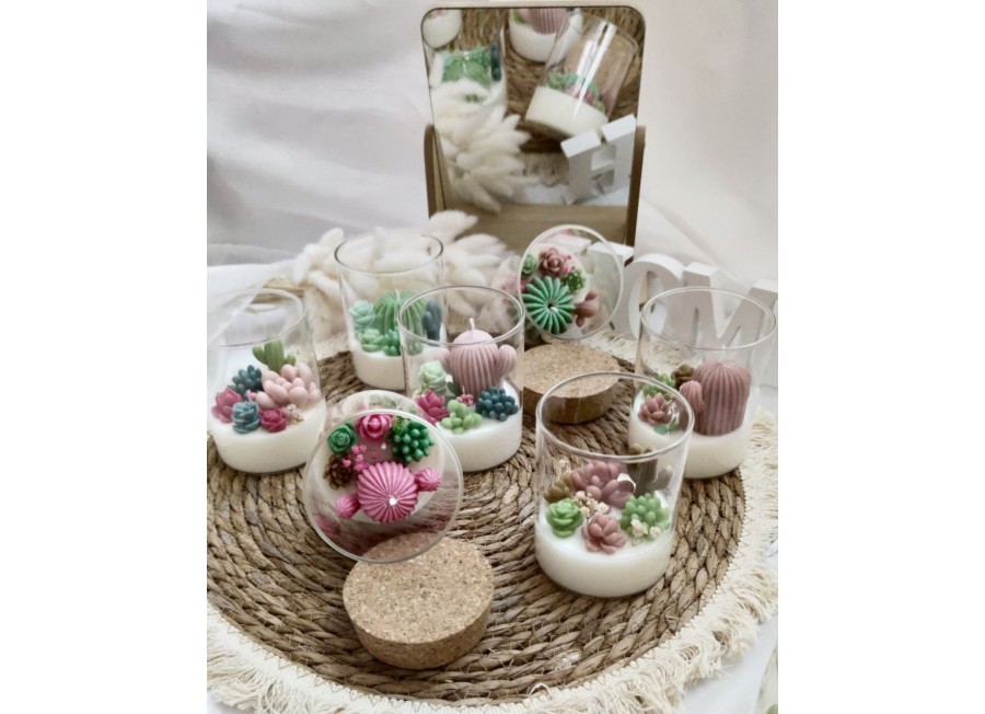 Terrarium Arizona Medium – Candela Artigianale con Giardino di Cactus