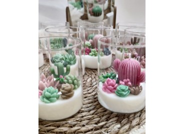 Terrarium Arizona Medium – Candela Artigianale con Giardino di Cactus