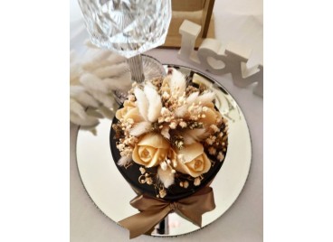 Boquet Portagioie Nero - Candela Profumata in Cera di Soia e Oliva