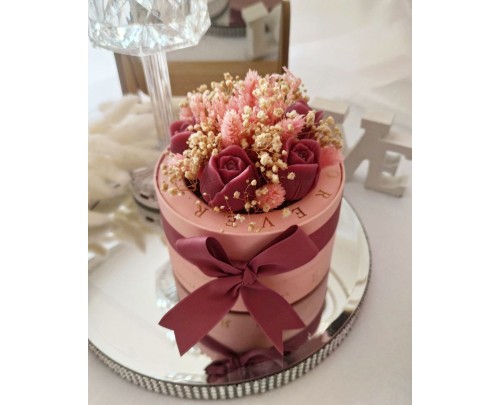 Boquet Portagioie Rosa - Candela Profumata Romantica con Cera di Soia