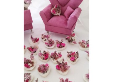 Cuore Segnaposto con Fiori Stabilizzati – Mini Bomboniera Profumata in Cera di Soia