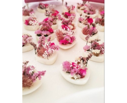 Cuore Segnaposto con Fiori Stabilizzati – Mini Bomboniera Profumata