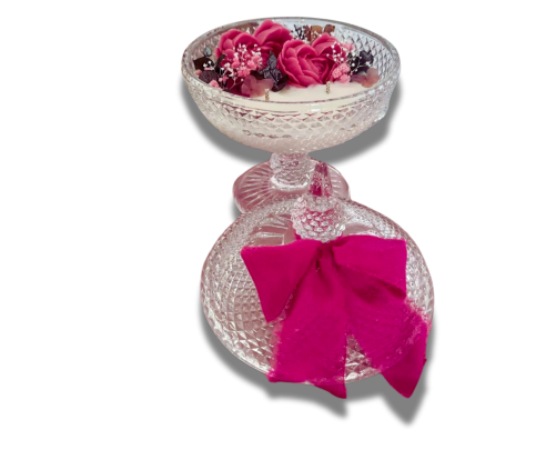 Regina di Cuori – Candela di Lusso in Cera di Soia con Fiori Stabilizzati (25 cm)